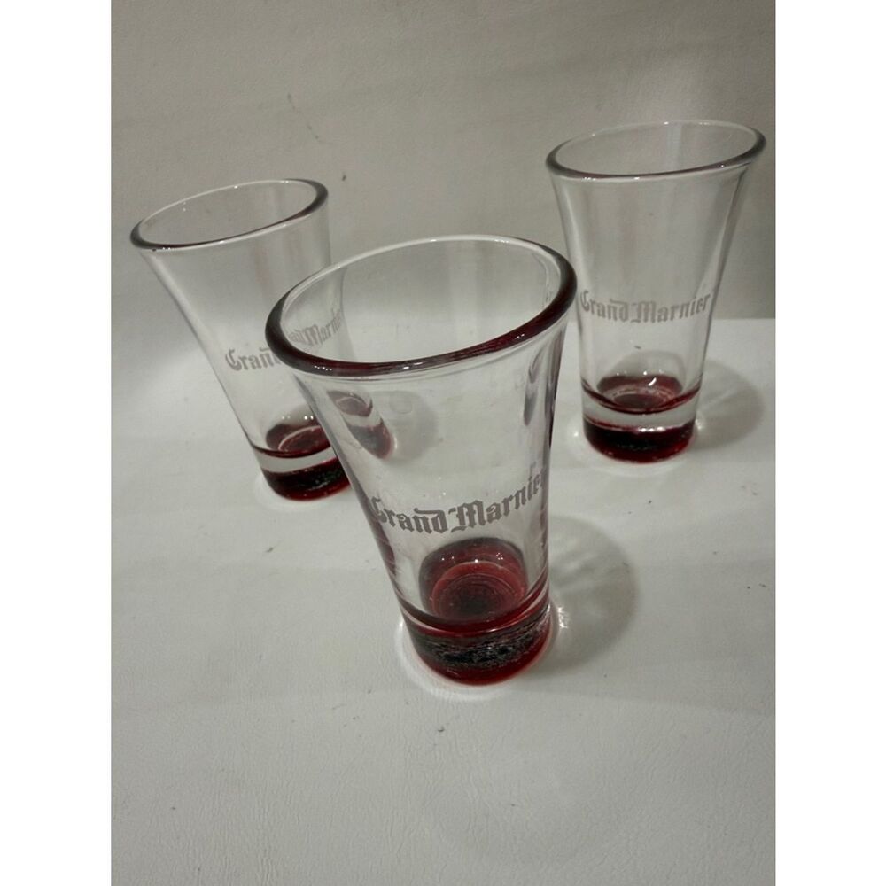 Grand Marnier Shot Glasses Orange Flavored Liquer 2 Oz Each 3 1/2 In Tall Set 3